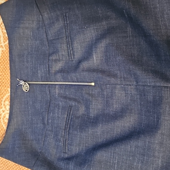 ANTONIO MELANI Dark Blue Pencil Skirt w/Faux Pockets, Linen Blend, Size 0 - Picture 9 of 11